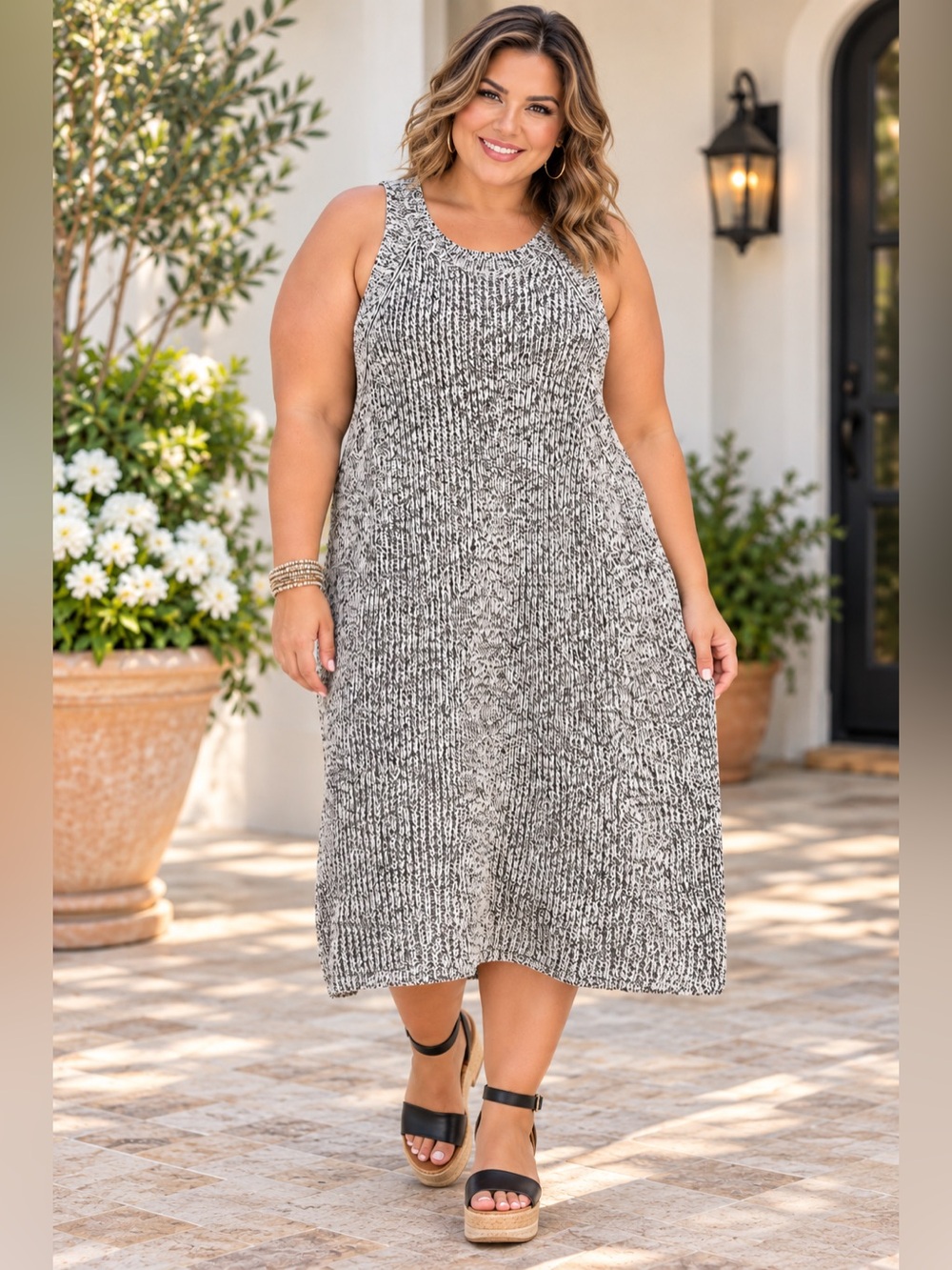 Xhilaration Sweater Dress Size XXL Marled Knit Sleeveless 100% Cotton